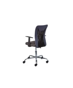 Poltroncina ufficio nera con braccioli e ruote, 55x54,5x85-95 cm